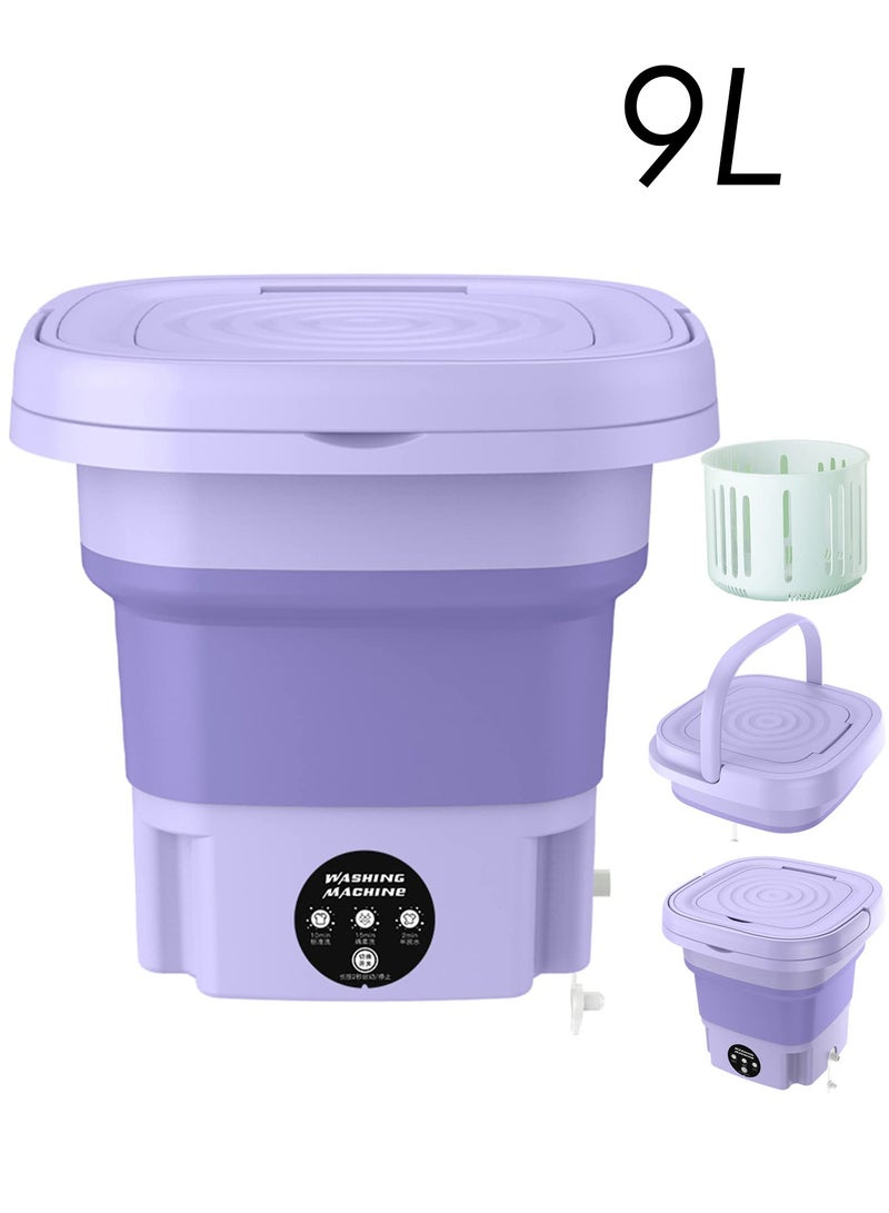 Bolivia's Portable washing machine,Mini Washer,9 L upgraded large capacity foldable Washer.Deep cleaning of underwear, baby clothes and other small clothes.Suitable for apartments, dormitories, hotels (Purple) - Image 1