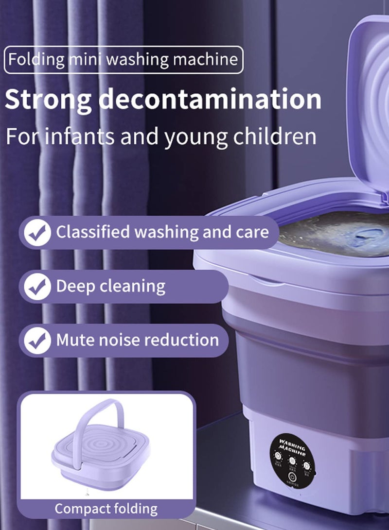 Bolivia's Portable washing machine,Mini Washer,9 L upgraded large capacity foldable Washer.Deep cleaning of underwear, baby clothes and other small clothes.Suitable for apartments, dormitories, hotels (Purple) - Image 3