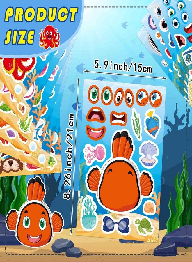 DUJAA 24PCS 8.26"x5.9" Ocean Stickers for Kids, Make Your Own Sea Animal Mix and Match Sticker Sheets, Make a Face Stickers, Summer Sticker for Kids 3-5 Birthday Party Favor, Teacher Reward - Image 4