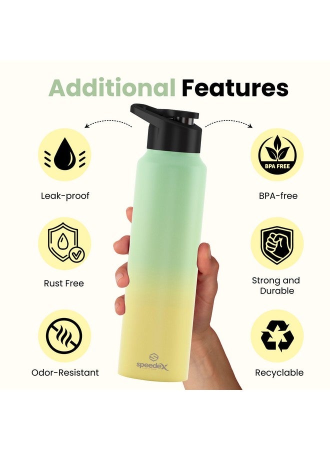 Speedex Stainless Steel Yellow Green Water Bottle 1 Litre with Sipper Cap | Leak Proof & BPA Free | Fridge Safe Bottle for School, Gym, Office | For Boys, Girls, Men, Women, Kids - Image 5