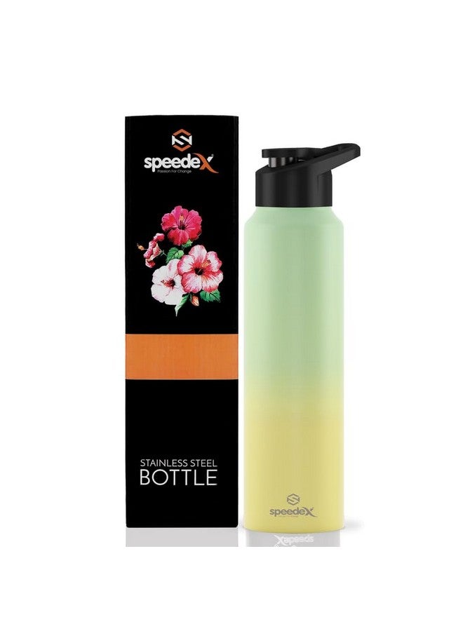Speedex Stainless Steel Yellow Green Water Bottle 1 Litre with Sipper Cap | Leak Proof & BPA Free | Fridge Safe Bottle for School, Gym, Office | For Boys, Girls, Men, Women, Kids - Image 1