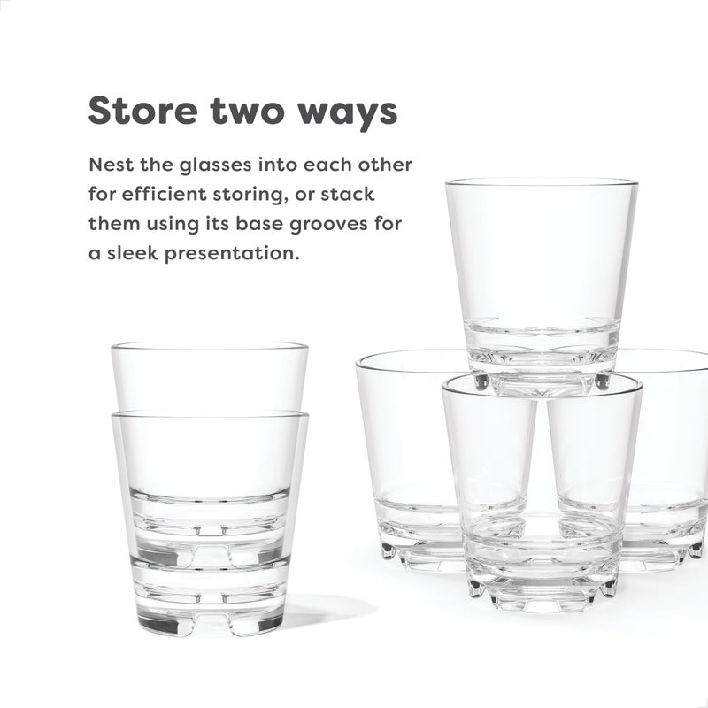 TOSSWARE RESERVE 8oz Stacking Rocks, SET OF 4, Premium Quality, Dishwasher Safe & Heat Resistant Unbreakable Plastic Whiskey Glasses, Clear - Image 3