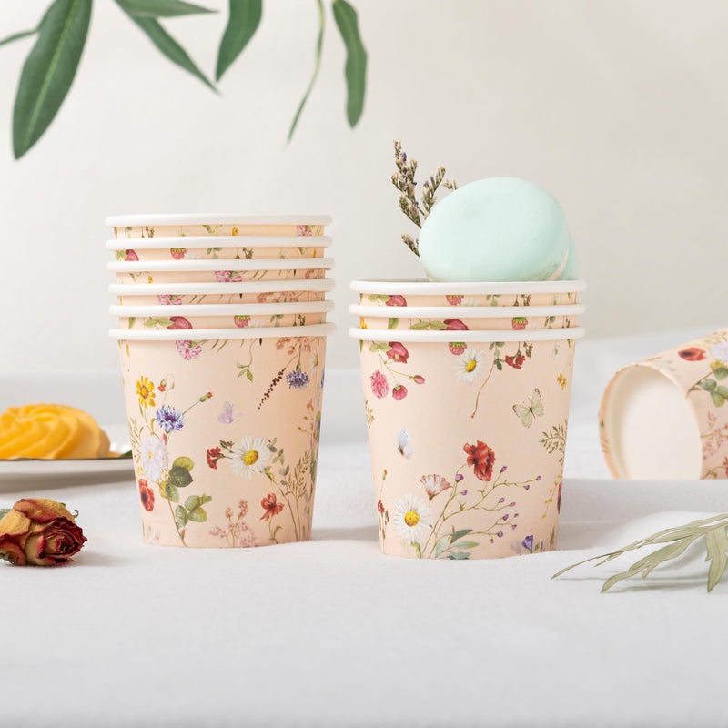 Crisky 3oz Bathroom Cups[100 Pack] Disposable Paper Dixie Cup, Elegant Vintage Floral Small Mouthwash Cups, Hot/Cold Beverage Coffee, Dessert for Birthday Parties, Home-use, Picnics, Ceremonies - Image 3