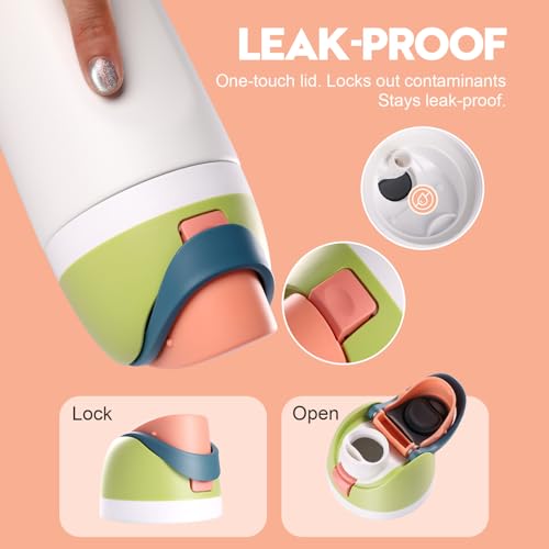 Ruzkq Replacement Lid for Owala Freesip, Compatible with Owala Cup 16oz 24oz 32oz 40oz, One Button Water Bottle Top Lid Replacement Accessory, Leakproof, BPA-Free, Fruit Green - Image 4