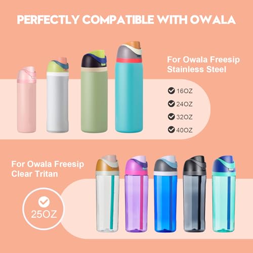 Ruzkq Replacement Lid for Owala Freesip, Compatible with Owala Cup 16oz 24oz 32oz 40oz, One Button Water Bottle Top Lid Replacement Accessory, Leakproof, BPA-Free, Fruit Green - Image 2