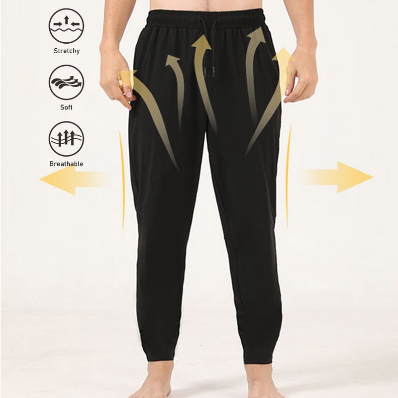Men’s Joggers Pants Elastic Bottom Zipper Pocket Workout Casual Sweatpants Trouser - Image 2