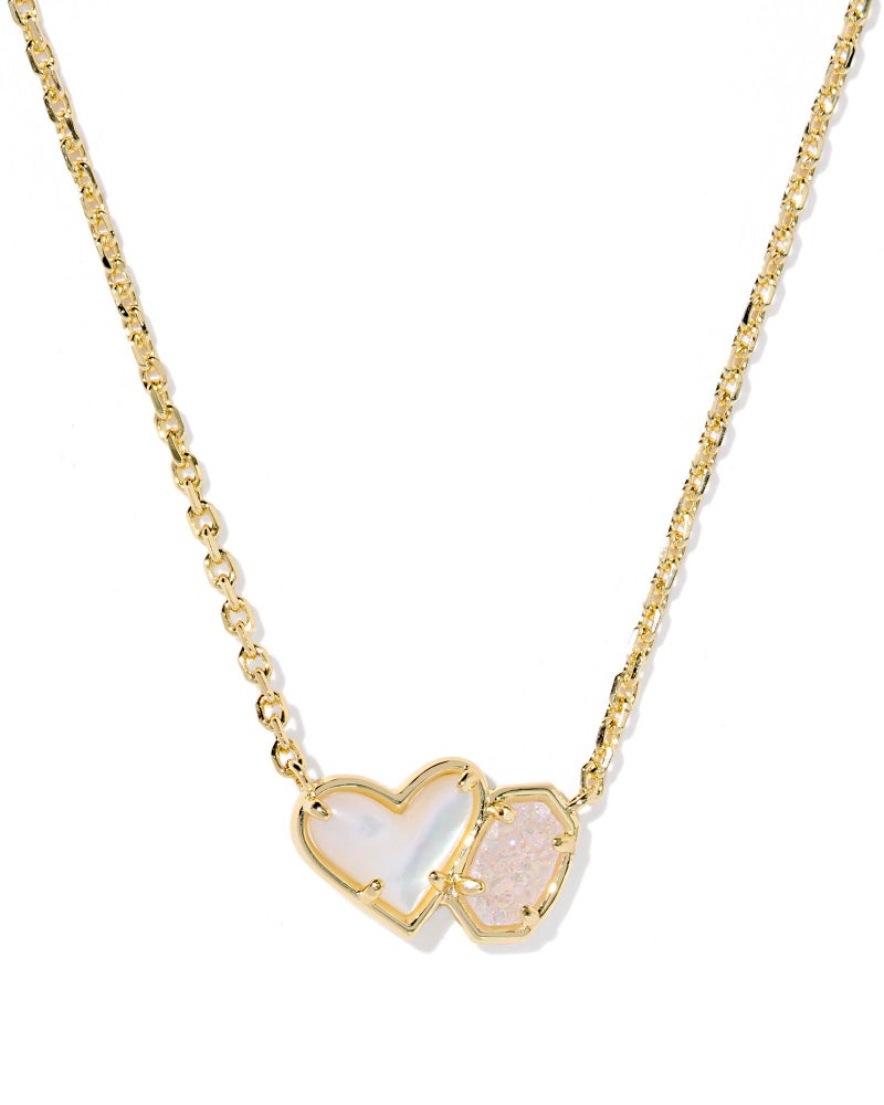 Kendra Scott Ari Heart Emilie Pendant Necklace in Ivory Mop/Iridescent Drusy, 14k Gold Plated Brass, Fashion Jewelry for Women - Image 1