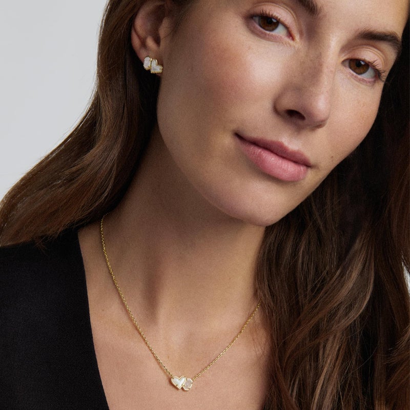 Kendra Scott Ari Heart Emilie Pendant Necklace in Ivory Mop/Iridescent Drusy, 14k Gold Plated Brass, Fashion Jewelry for Women - Image 2