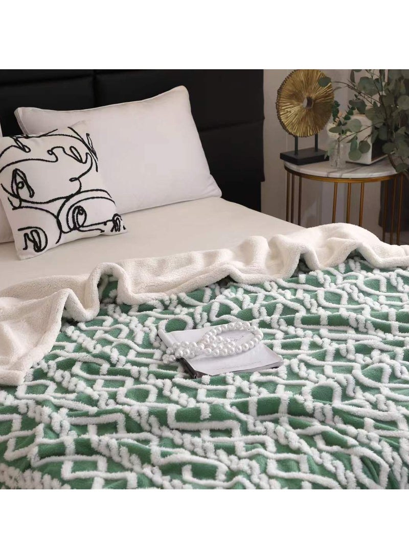 COMFY SOFT & LUXURIOUS 200 X 230 CM GREEN EMBOSSED BLANKET