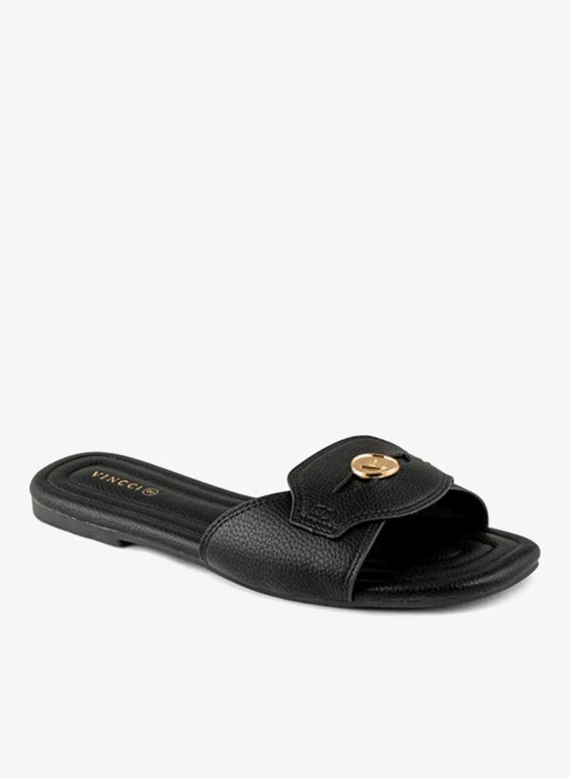 Vincci Black Women One-strap Flat Sandals for Women | Best Price UAE