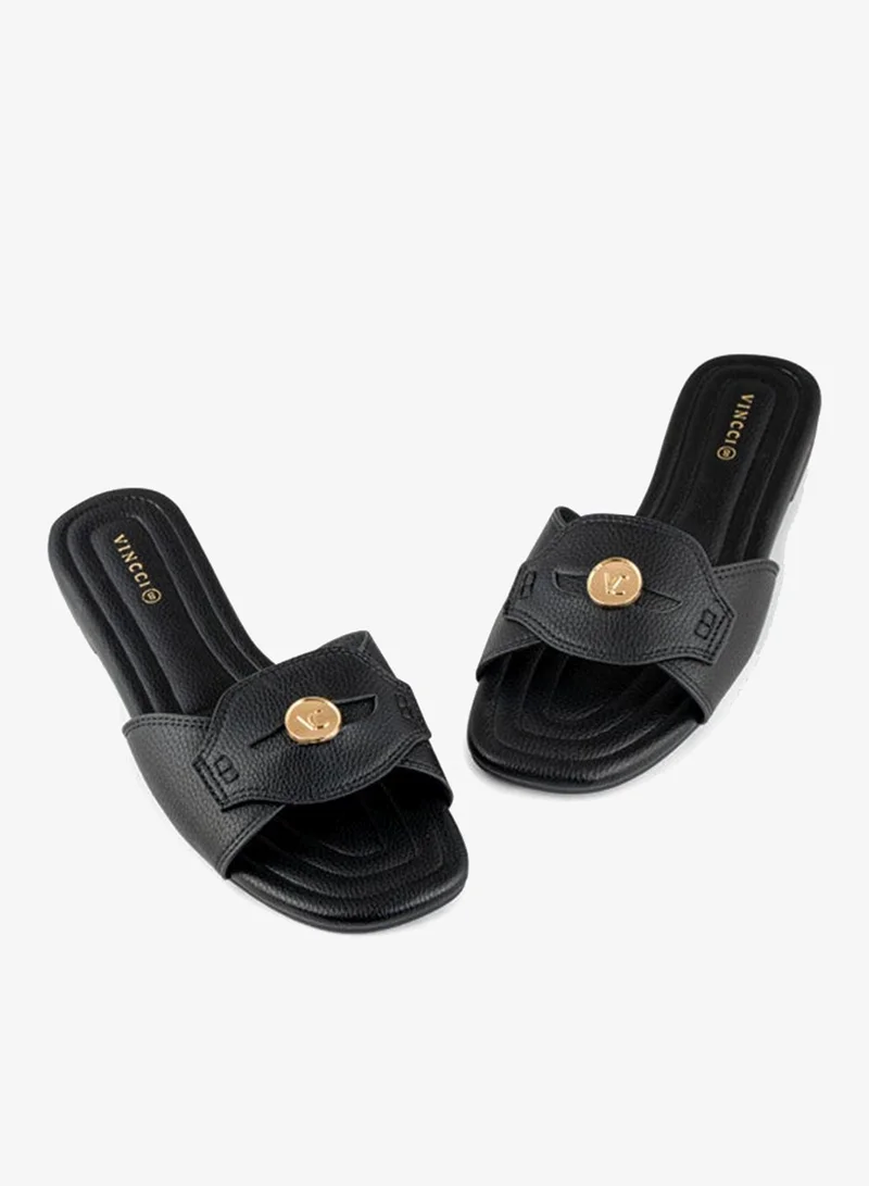 Vincci Black Women One-strap Flat Sandals for Women | Best Price UAE