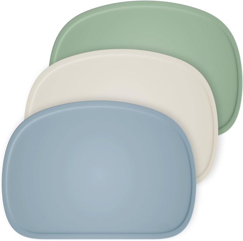 Cuddle Campus Set of 3 Silicone Placemats with Raised Edges for KidsToddlersBabies NonSlip Dinning Table Mat Baby Eating Mat Food Mat Set 1 - Image 1