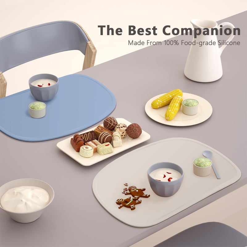 Cuddle Campus Set of 3 Silicone Placemats with Raised Edges for KidsToddlersBabies NonSlip Dinning Table Mat Baby Eating Mat Food Mat Set 1 - Image 4
