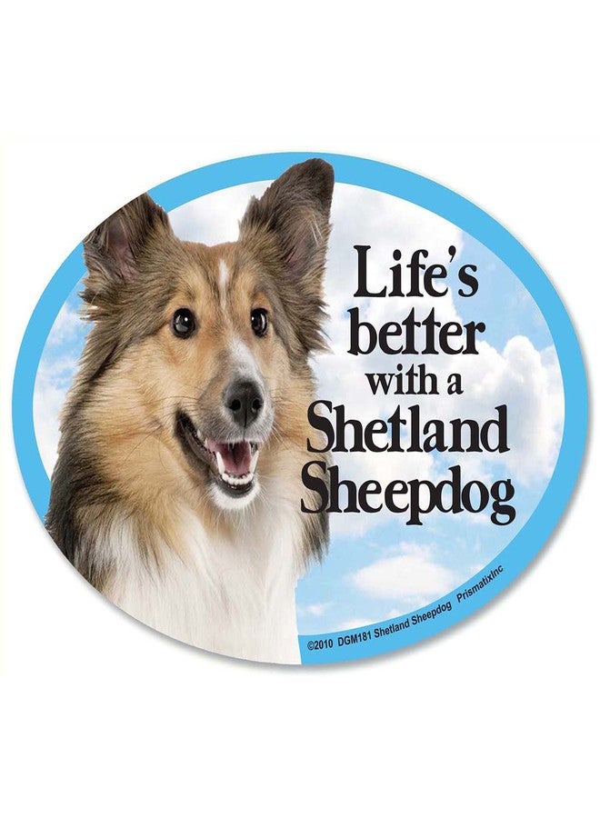 Prismatix Shetland Sheepdog Oval Dog Magnet for Cars - Image 2