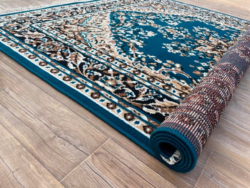 TTC THREAD & TEXTURE CARPET ™ Traditional Comfort: Power-Loomed Carpets for Living Room- Every Space Area Rug Color Blue Size 5x7 Feet (150x195cm) - Image 1