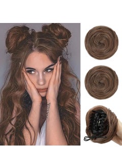 HANYUDIE Space Buns Hair Pieces 2PCS Claw Clip in Hair Bun Mini Bun Hair Scrunchies Extension for Women Girls Brown