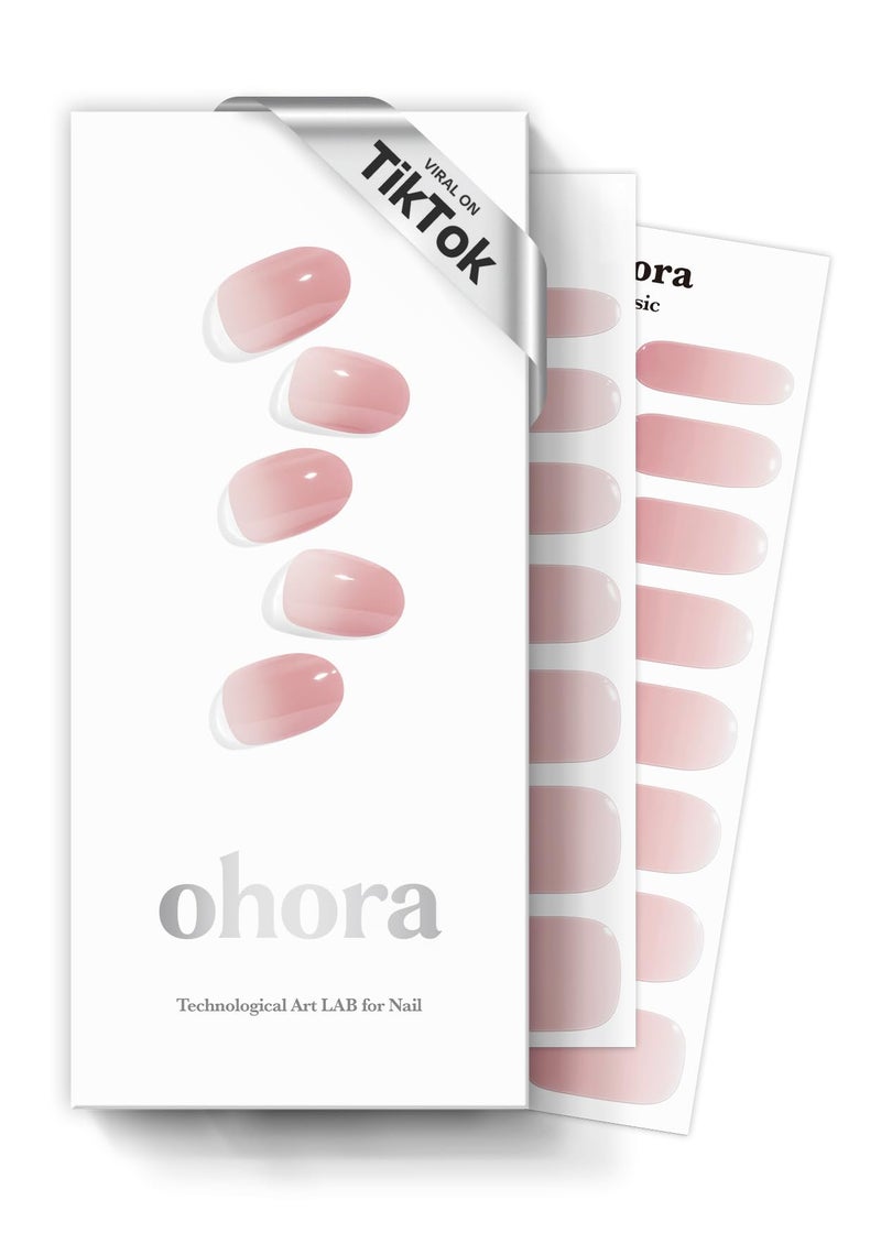 ohora Semi Cured Gel Nail Strips N Milk Rose  Pink Ombre Works with Any UVLED Lamps SalonQuality Long Lasting Easy to Apply  Remove  Includes 2 Prep Pads Nail File  Wooden Stick