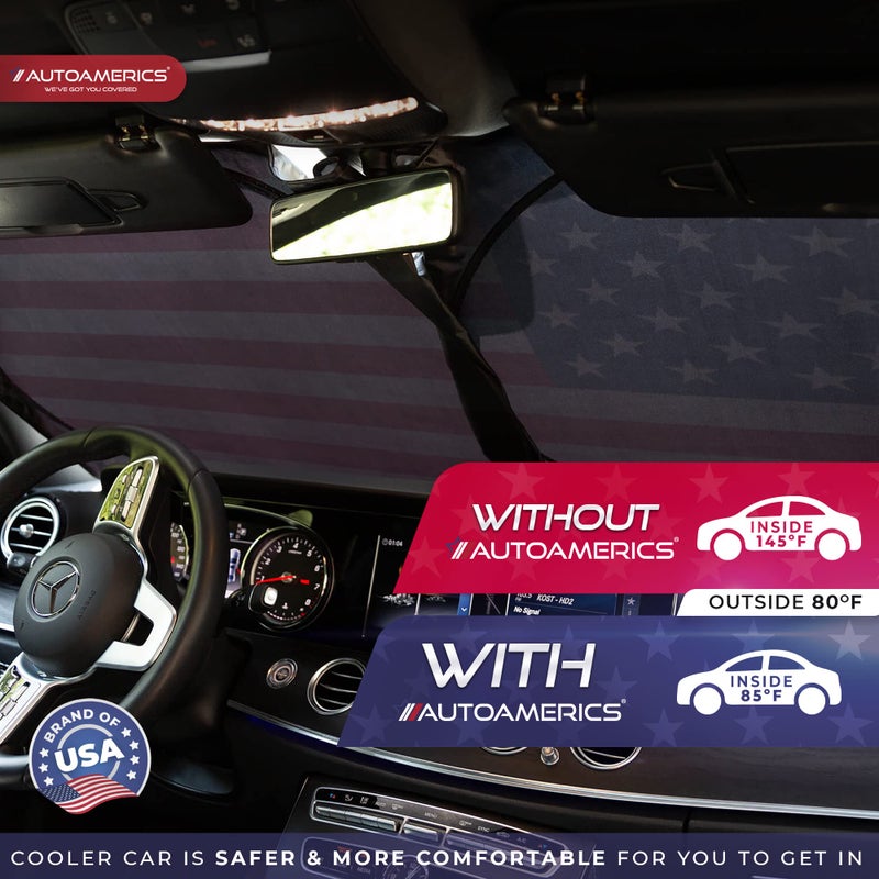 Autoamerics 1-Piece Windshield Sun Shade Original American Flag USA Patriotic Design - Foldable Car Front Window Sunshade for Sedans SUV Truck - Blocks Max UV Rays and Keeps Your Vehicle Cool - Medium - Image 3