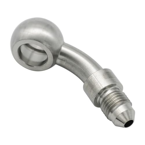 KRD PERFORMANCE Stainless Steel 45 Degree 102mm M10 Banjo Eye Hole Diameter to 3AN Male Brake Clutch Fitting for AN3 PTFE Brake Hose Line - Image 1