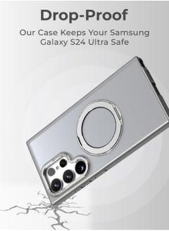 glassology Samsung Galaxy S24 Ultra Magnetic Protective Slim Case, 360° Ring Stand, MIL-Grade Protection, Anti Yellowing, iCrystal Tech, Grey.  - Image 3