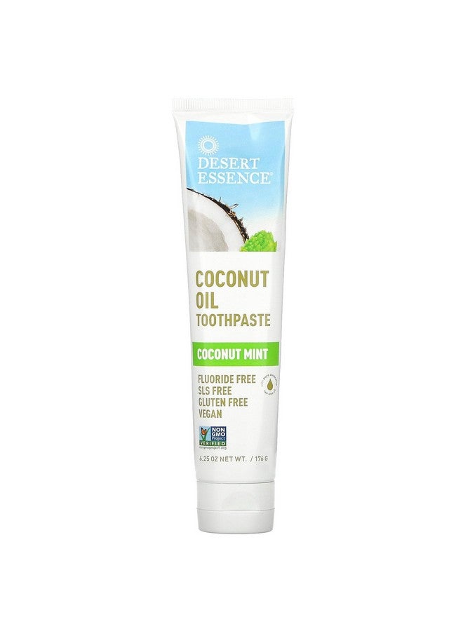 معجون أسنان زيت شجرة الشاي من ديزرت إيسنس - جوز الهند والنعناع - 6.25 أونصة - طعم منعش - عناية كاملة بالفم - صودا الخبز - ملح البحر - زيت عطري نقي - يحارب أحماض السكر - سترات الزنك - Image 1