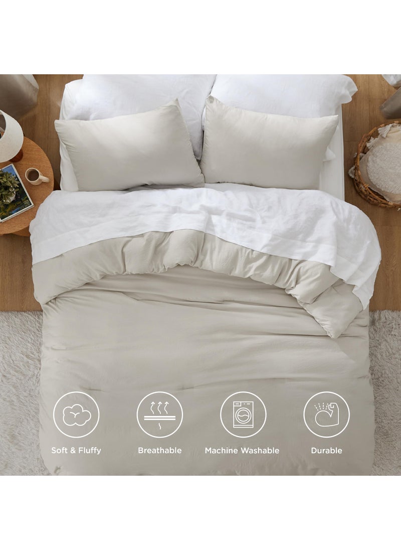 Bedsure Bedsure California King Comforter Set  Beige Soft Prewashed Bed Comforter for All Seasons  3 Pieces Warm Bedding Sets  1 Lightweight Comforter (104""x96"") and 2 Pillowcases (20""x36"")  - Image 4
