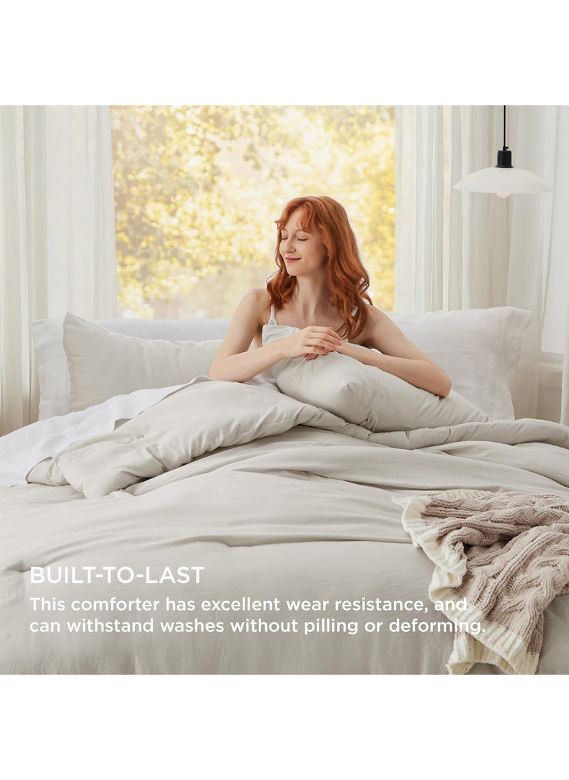 Bedsure Bedsure California King Comforter Set  Beige Soft Prewashed Bed Comforter for All Seasons  3 Pieces Warm Bedding Sets  1 Lightweight Comforter (104""x96"") and 2 Pillowcases (20""x36"")  - Image 3
