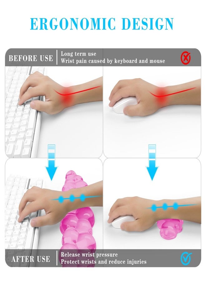 KEPUTAIER Gel Cloud Keyboard and Mouse Wrist Rest, Cute Wrist Support and Arm Support Keyboard Rest for Keyboard and Mouse Typing Pain Relief，Suitable for Office/Computer/Laptop/Gaming (Pink) - Image 2
