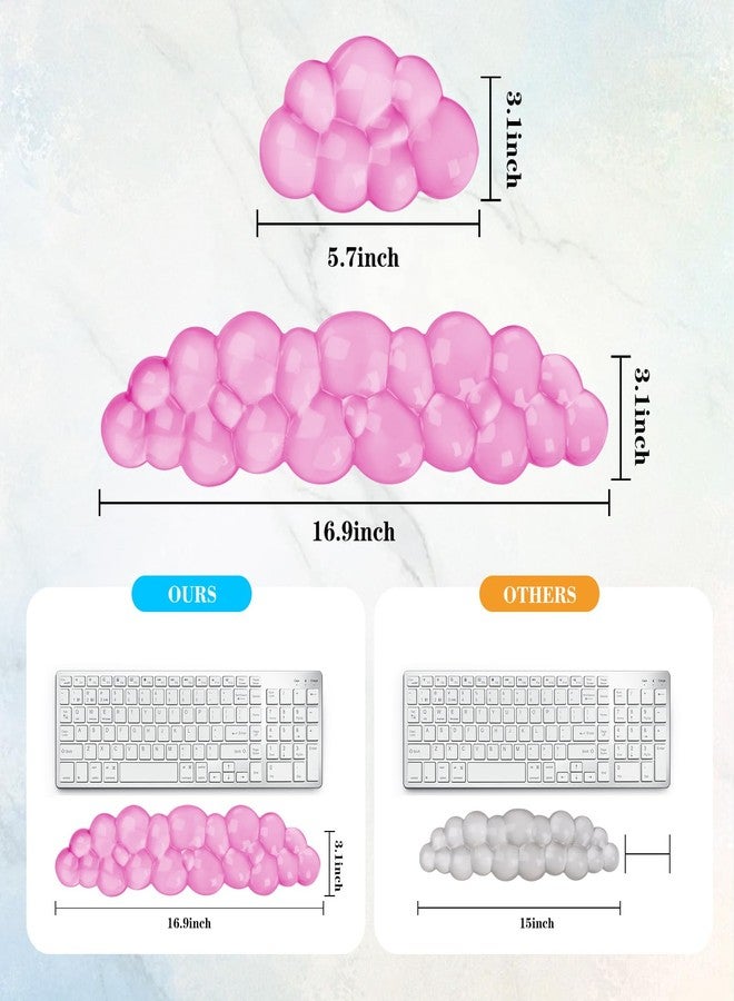 KEPUTAIER Gel Cloud Keyboard and Mouse Wrist Rest, Cute Wrist Support and Arm Support Keyboard Rest for Keyboard and Mouse Typing Pain Relief，Suitable for Office/Computer/Laptop/Gaming (Pink) - Image 5