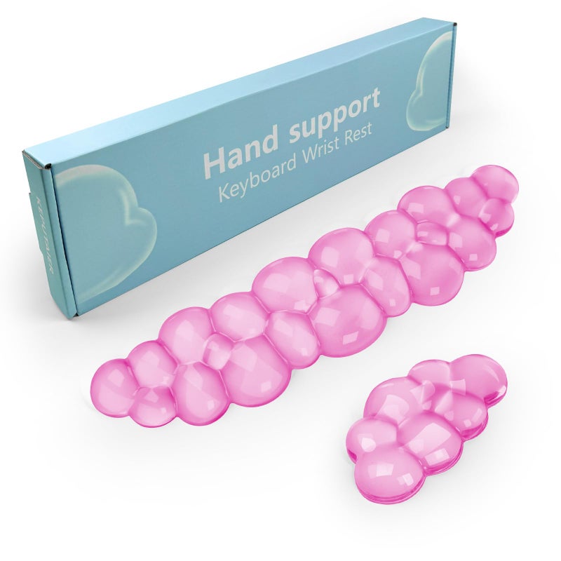 KEPUTAIER Gel Cloud Keyboard and Mouse Wrist Rest, Cute Wrist Support and Arm Support Keyboard Rest for Keyboard and Mouse Typing Pain Relief，Suitable for Office/Computer/Laptop/Gaming (Pink) - Image 1