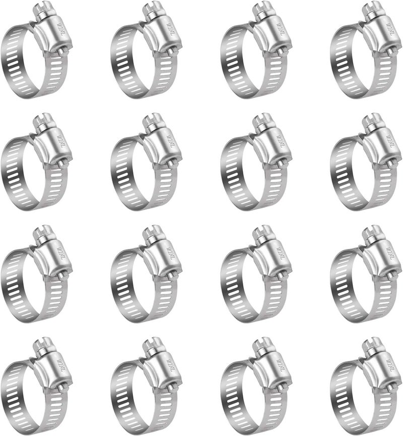 WINL Stainless Steel Hose Clamps - 16 Pack Worm Gear Drive Hose Clamps SAE 10 Clamping Range of 1/2'' to 1-1/16'' (13mm-26mm) for Automotive Plumbing,1/2 Inch, 3/4 Inch,1 Inch Clamps - Image 1