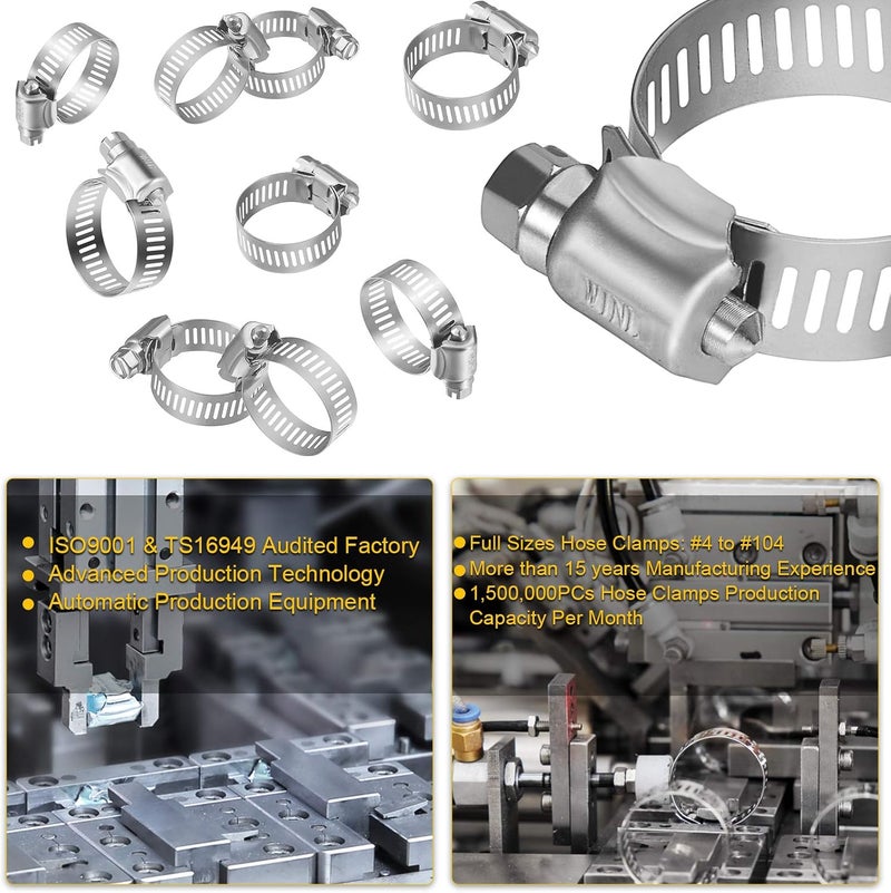WINL Stainless Steel Hose Clamps - 16 Pack Worm Gear Drive Hose Clamps SAE 10 Clamping Range of 1/2'' to 1-1/16'' (13mm-26mm) for Automotive Plumbing,1/2 Inch, 3/4 Inch,1 Inch Clamps - Image 5