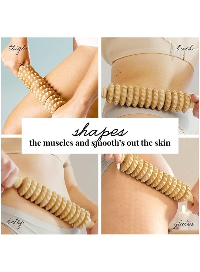 tuuli مجموعة تدليك مضادة للسيلوليت جهاز تدليك 2 × أسطوانة تدليك مع مقبض ميديروثيرابي خشبي - Image 2