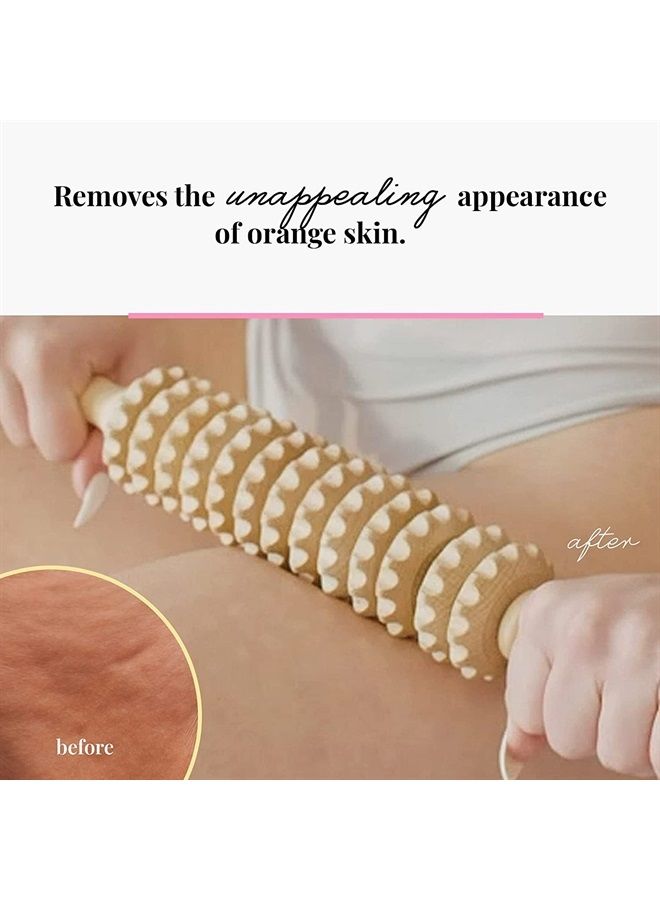 tuuli مجموعة تدليك مضادة للسيلوليت جهاز تدليك 2 × أسطوانة تدليك مع مقبض ميديروثيرابي خشبي - Image 4