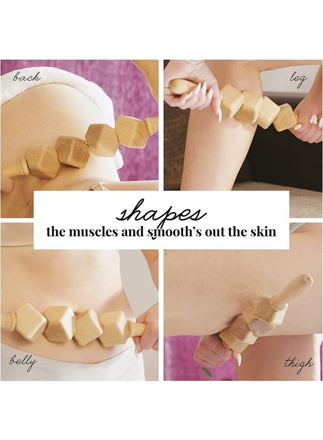 tuuli مجموعة تدليك مضادة للسيلوليت جهاز تدليك 2 × أسطوانة تدليك مع مقبض ميديروثيرابي خشبي - Image 3