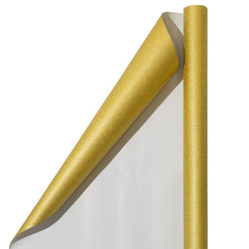 JAM Paper Gift Wrap Glitter Wrapping Paper 25 Sq Ft Gold Glitter Roll Sold Individually