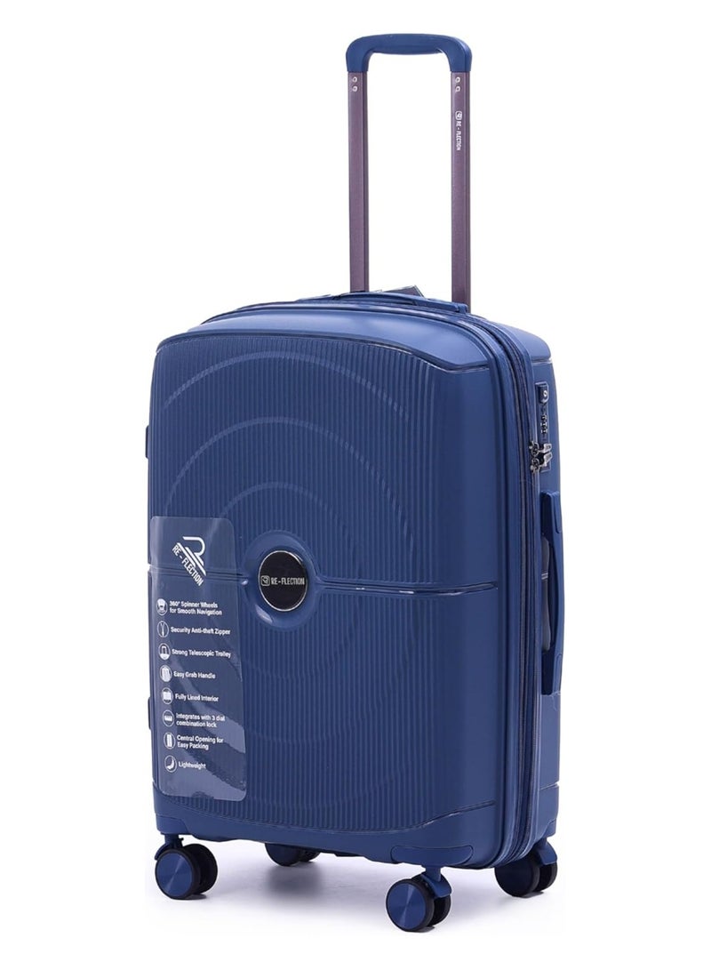 Reflection 20 Inch Polypropylene Carry on Suitcase Lightweight Hard Shell Gloss Line Series Travel Luggage Trolley with 36L Storage Capacity  4 Spinner Wheels and TSA Lock Royal Blue - Image 1