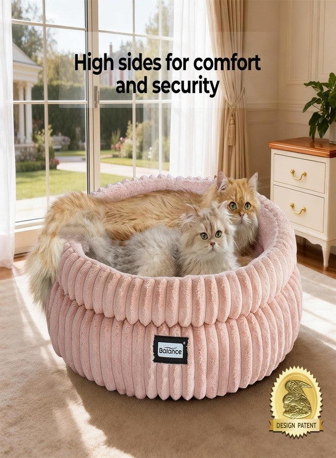بالنس سرير بالانس للقطط والقطط الصغيرة، أسرة دائرية قابلة للغسل للقطط المنزلية، سرير فائق النعومة من الفرو الصناعي الفاخر للجراء والقطط الصغيرة مع قاعدة مانعة للانزلاق - Image 2