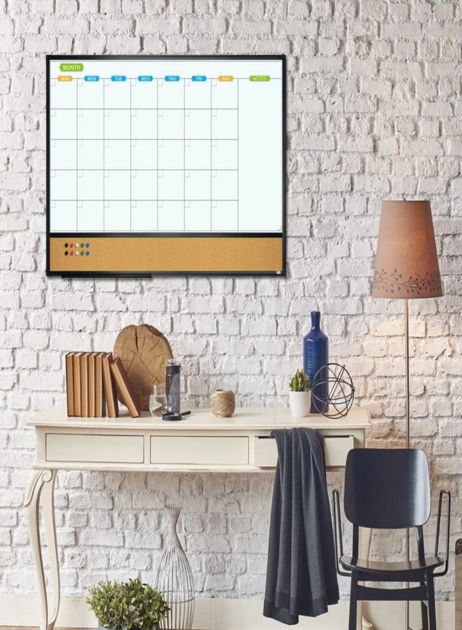 JILoffice Magnetic Calendar Whiteboard & Bulletin Corkboard Combination, Combo Board 36 x 24 Inch, Black Aluminum Frame Wall Mounted Board for Office Home and School with 10 Push Pins - Image 5