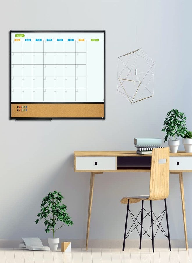 JILoffice Magnetic Calendar Whiteboard & Bulletin Corkboard Combination, Combo Board 36 x 24 Inch, Black Aluminum Frame Wall Mounted Board for Office Home and School with 10 Push Pins - Image 4
