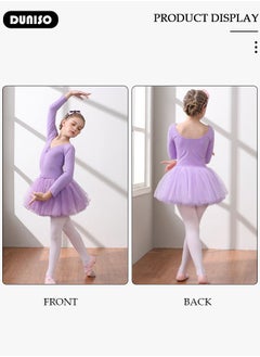 DUNISO Girls Ballet Dresses Leotards with Skirt Long Sleeves, Dance Dress Ballerina Tutu Outfit Cotton Dress Ballet Skirt, Mini Skirt Princess Dresses Dance Wear Clothes for Little Girl  - Image 5
