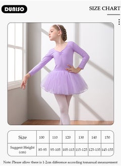 DUNISO Girls Ballet Dresses Leotards with Skirt Long Sleeves, Dance Dress Ballerina Tutu Outfit Cotton Dress Ballet Skirt, Mini Skirt Princess Dresses Dance Wear Clothes for Little Girl  - Image 4