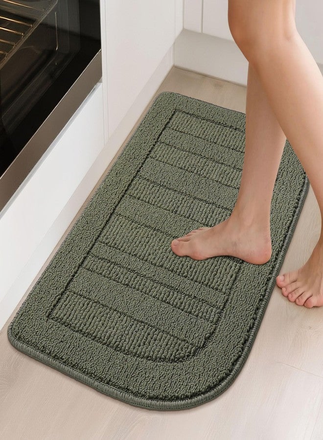BEQHAUSE 30x18 Inch Kitchen Rug Mat Durable Kitchen Rugs Non-Slip Washable Absorbent Kitchen Mats for Floor Dirt-Resistant Semicircular Kitchen Mat (Green) - Image 2