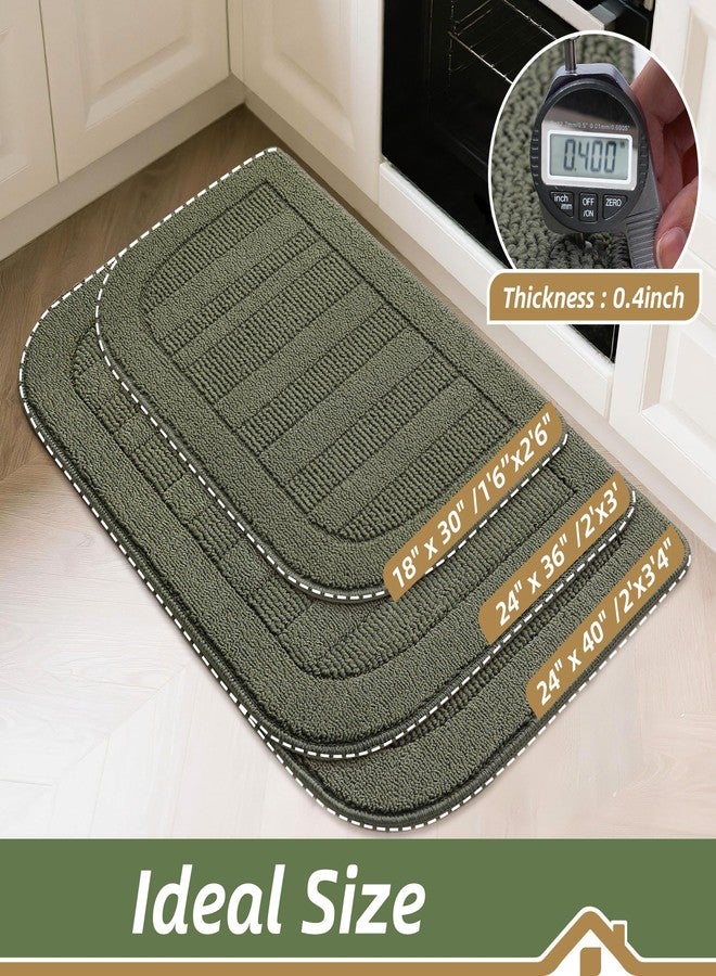 BEQHAUSE 30x18 Inch Kitchen Rug Mat Durable Kitchen Rugs Non-Slip Washable Absorbent Kitchen Mats for Floor Dirt-Resistant Semicircular Kitchen Mat (Green) - Image 3