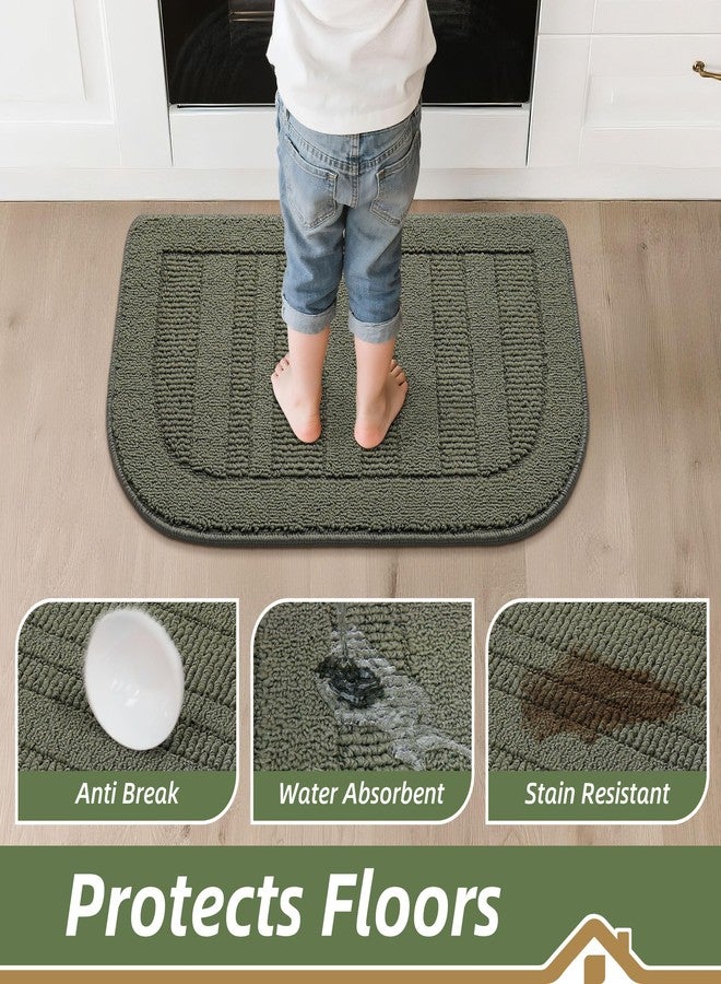 BEQHAUSE 30x18 Inch Kitchen Rug Mat Durable Kitchen Rugs Non-Slip Washable Absorbent Kitchen Mats for Floor Dirt-Resistant Semicircular Kitchen Mat (Green) - Image 4