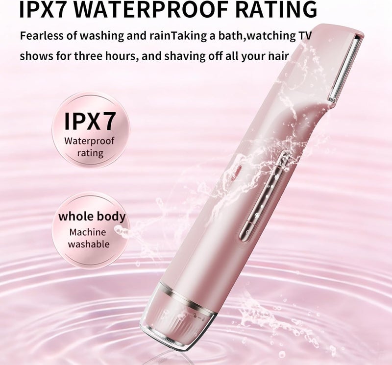 Bikini Trimmer for Women, IPX7 Waterproof 2-in-1 Body & Facial Hair Trimmer Electric Razor for Face, Legs, Underarms, Portable Cordless Shaver Teen Girl Gifts Trendy Stuff (Rose Gold) - Image 3