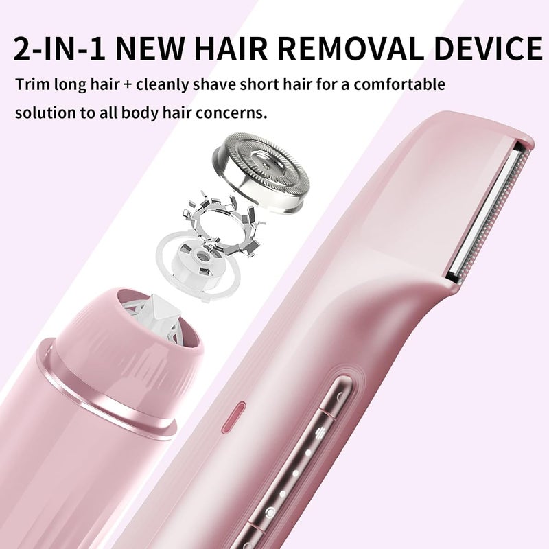 Bikini Trimmer for Women, IPX7 Waterproof 2-in-1 Body & Facial Hair Trimmer Electric Razor for Face, Legs, Underarms, Portable Cordless Shaver Teen Girl Gifts Trendy Stuff (Rose Gold) - Image 4