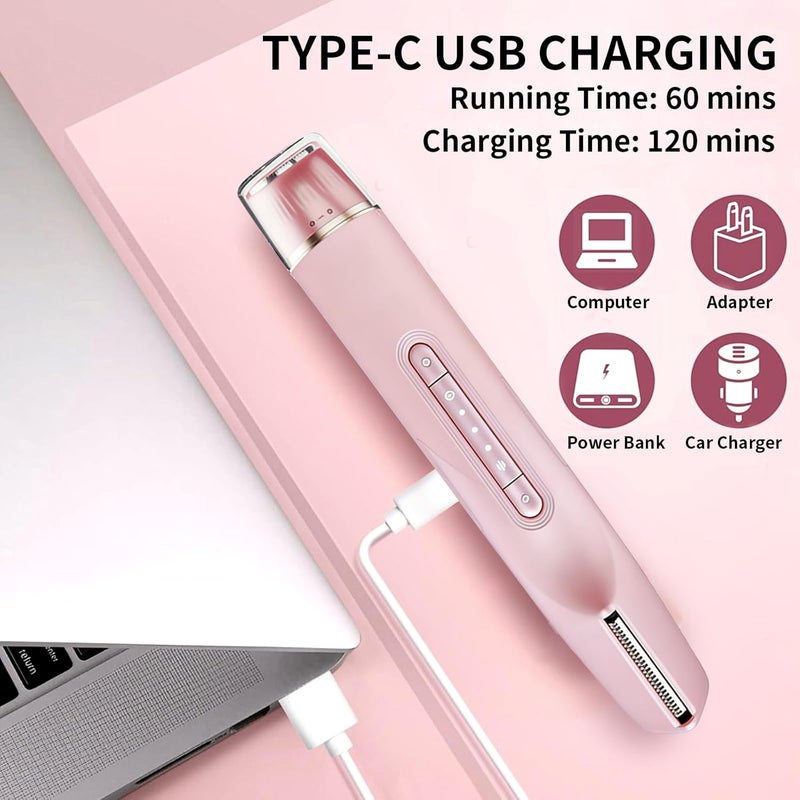 Bikini Trimmer for Women, IPX7 Waterproof 2-in-1 Body & Facial Hair Trimmer Electric Razor for Face, Legs, Underarms, Portable Cordless Shaver Teen Girl Gifts Trendy Stuff (Rose Gold) - Image 5