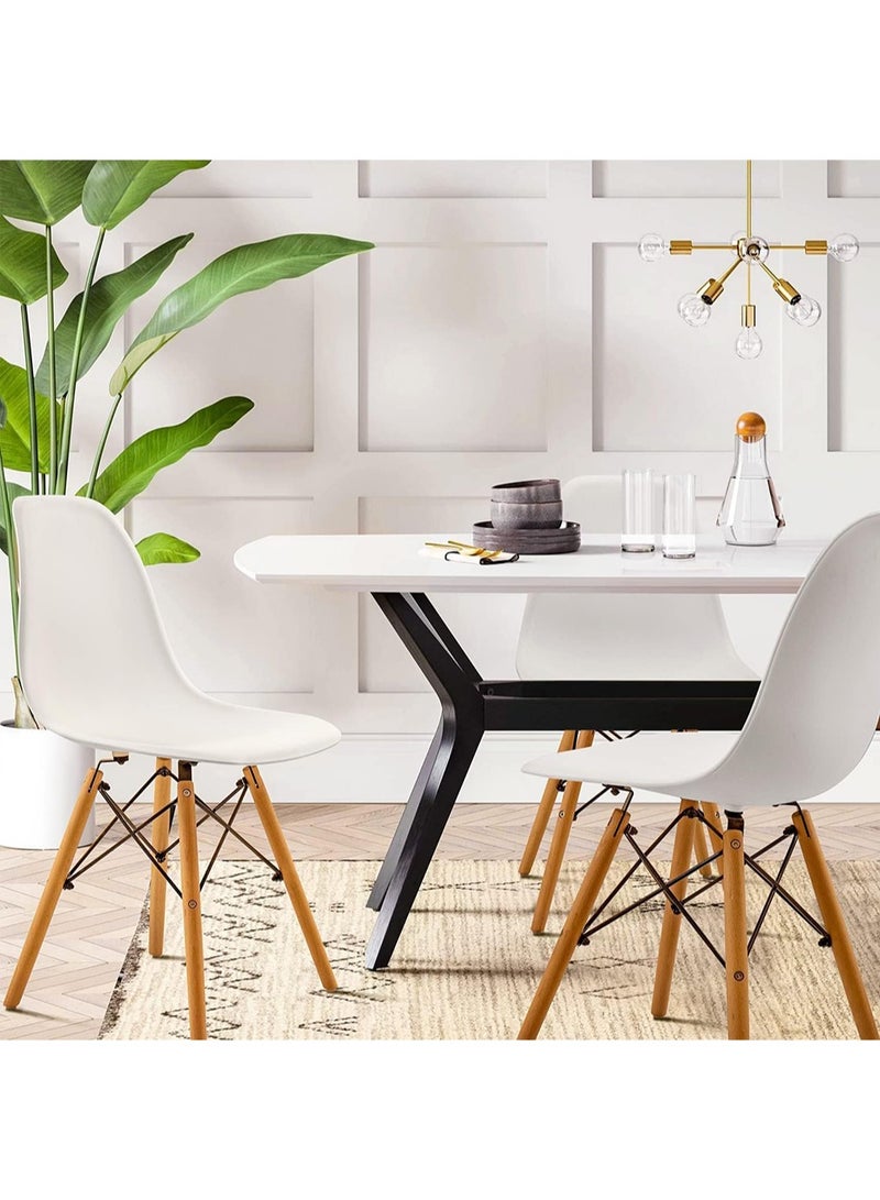 UNIVERSAL Dining Chair Set of 4 Pre Assembled Style Wooden Legs for Restaurants Dining Room Kitchen Living Room Office Tea Room Bedroom Conference room Balcony White - Image 3