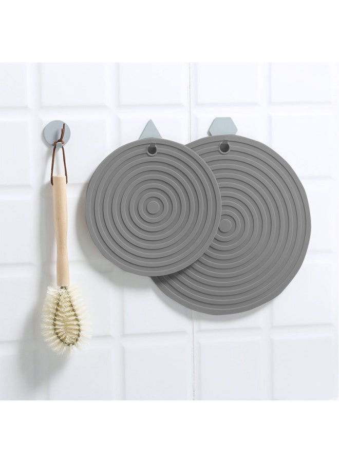 Foojo Silicone Placemats, Heat-resistant Mats For Home And Camping, Table Mats, Pot Holders, Thickened With Thread Pattern, 2-pack, Gray + Pink - Image 1